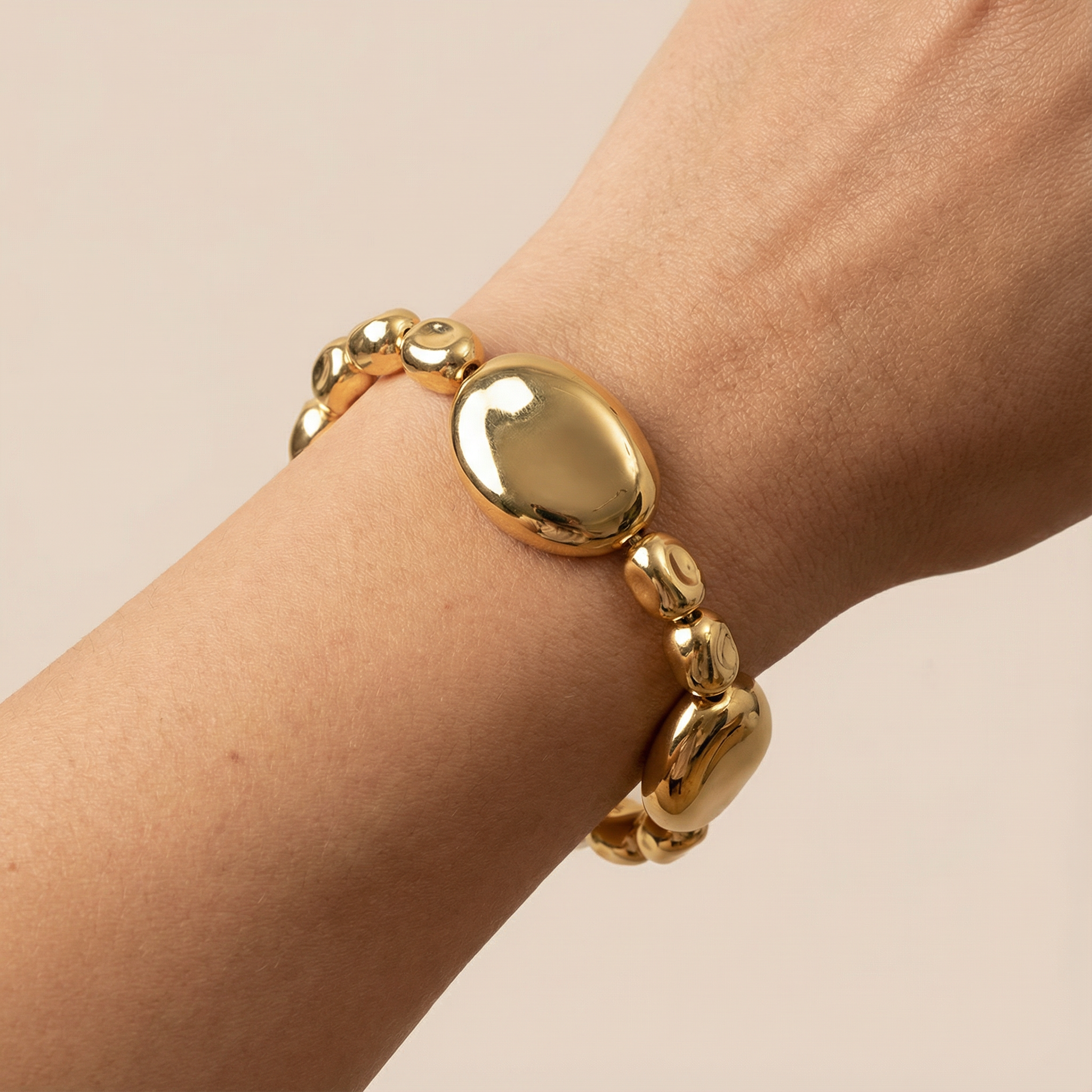 Paquete Pulsera Goldfilled 2pz Eslabón Inflado mod. 13043