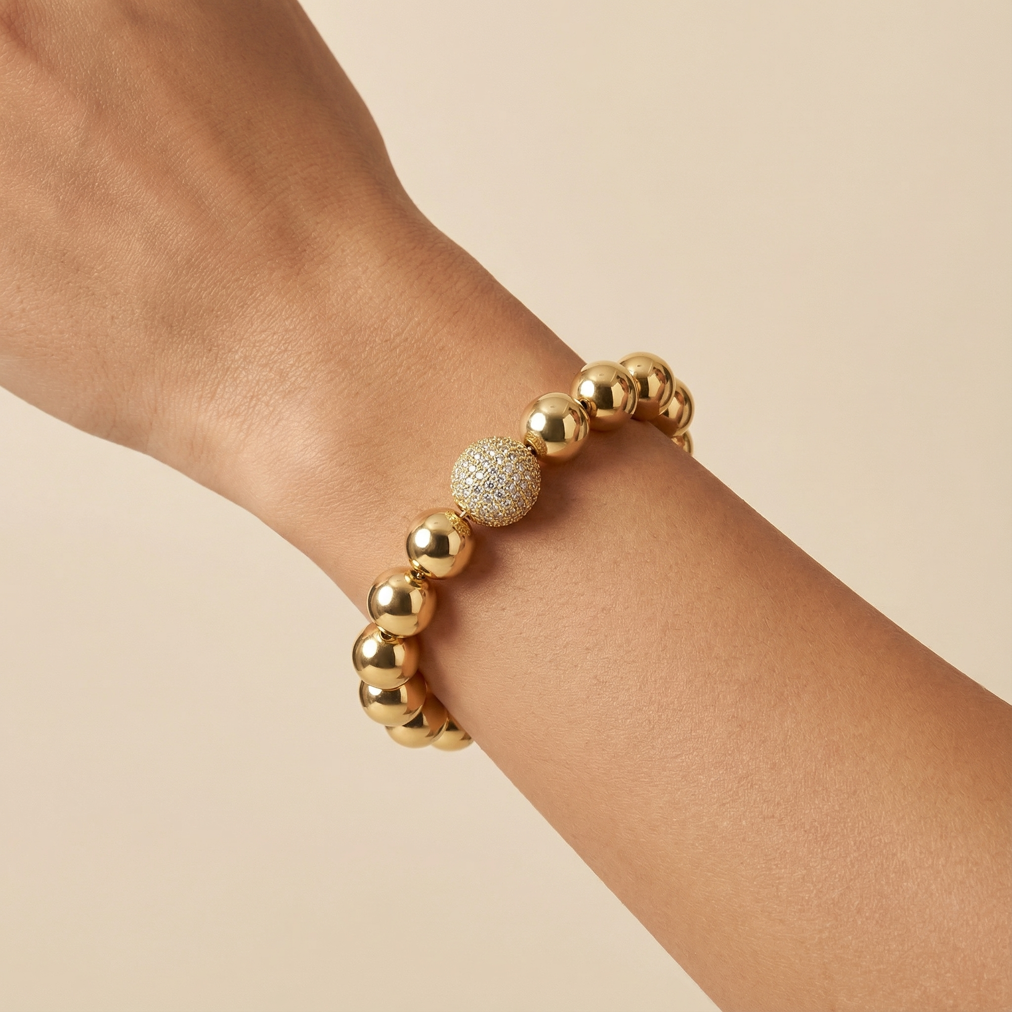 Paquete Pulsera Goldfilled 3pz Esferas Brillante mod. 13037