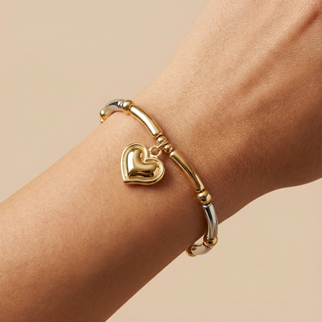 Paquete Pulsera Goldfilled 3pz Colgante de Corazón mod. 13040