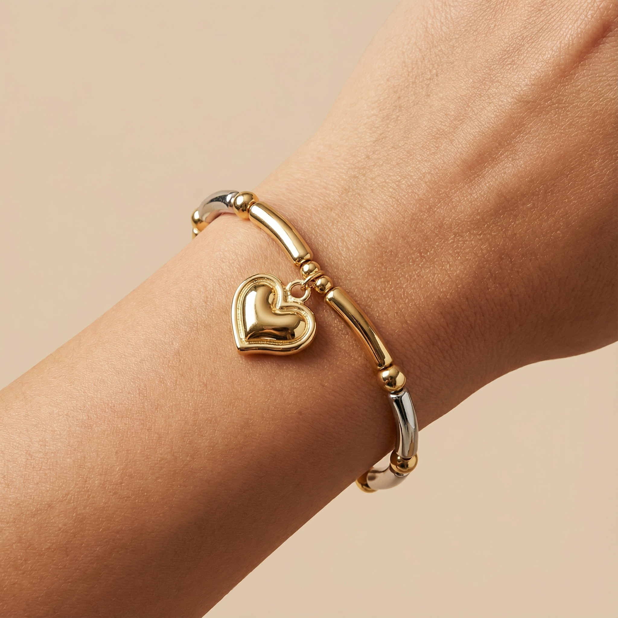 Paquete Pulsera Goldfilled 3pz Colgante de Corazón mod. 13040