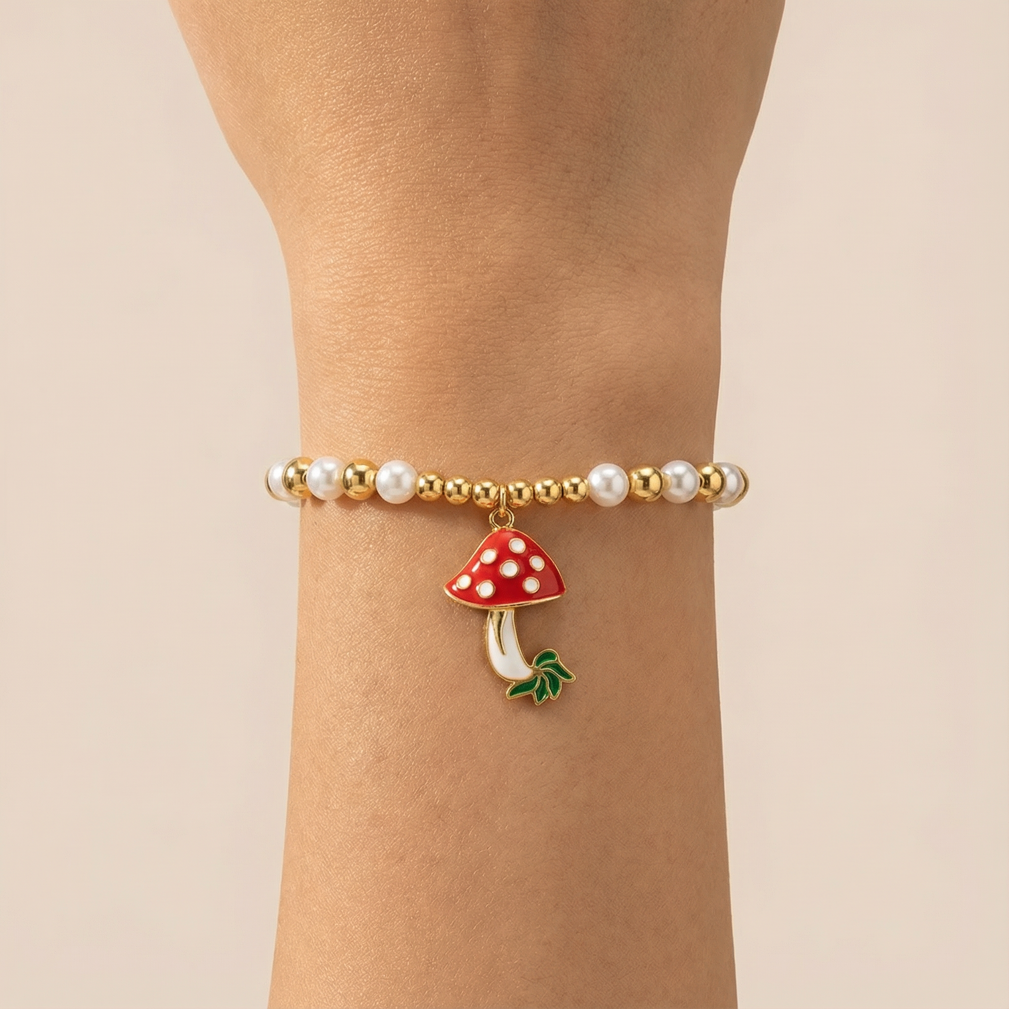 Paquete Pulsera Goldfilled 3pz con Hongo Colgante mod. 13036