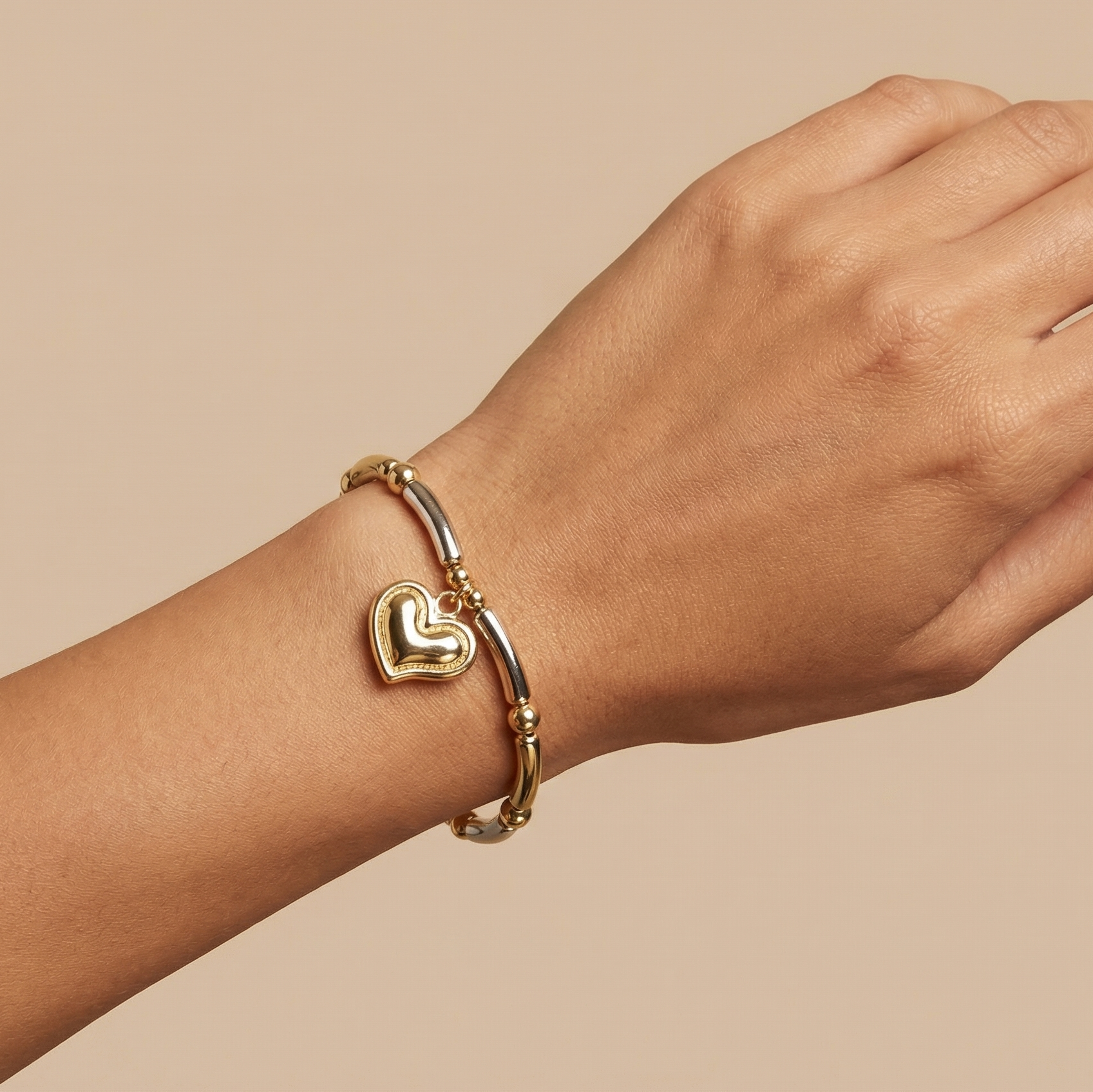 Paquete Pulsera Goldfilled 3pz Colgante de Corazón mod. 13040