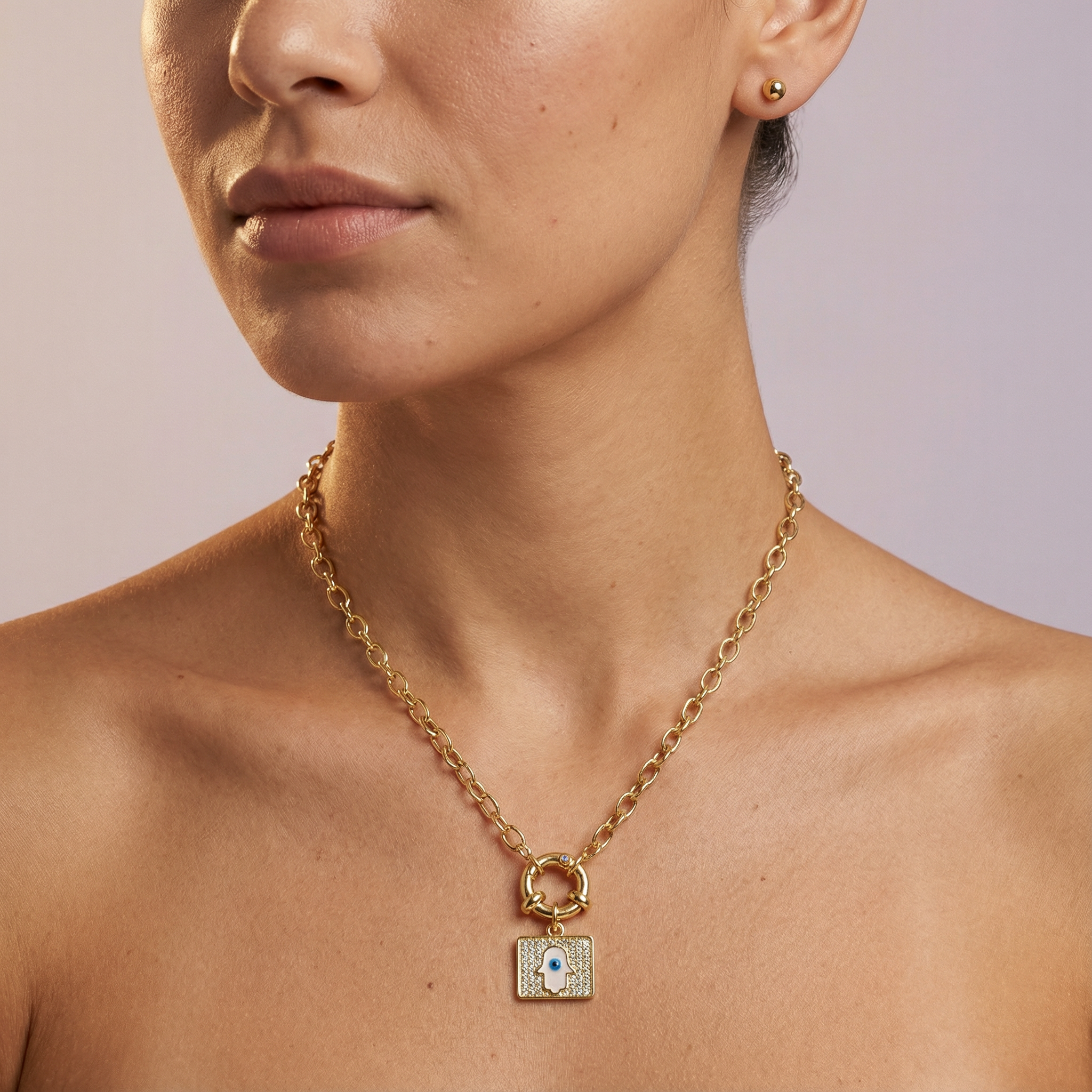 Set de Joyería de Goldfilled Mano de Fátima mod. 7061