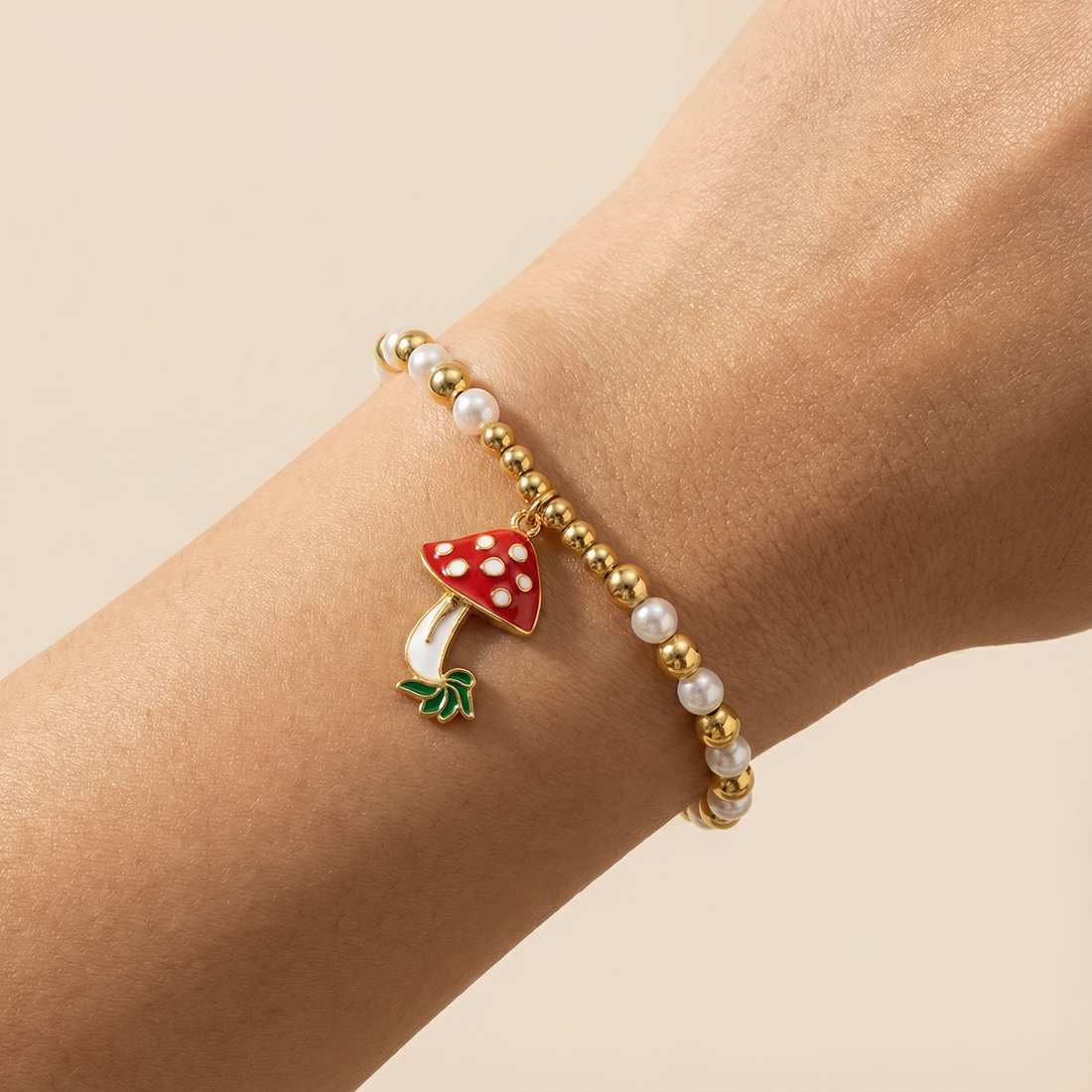 Paquete Pulsera Goldfilled 3pz con Hongo Colgante mod. 13036