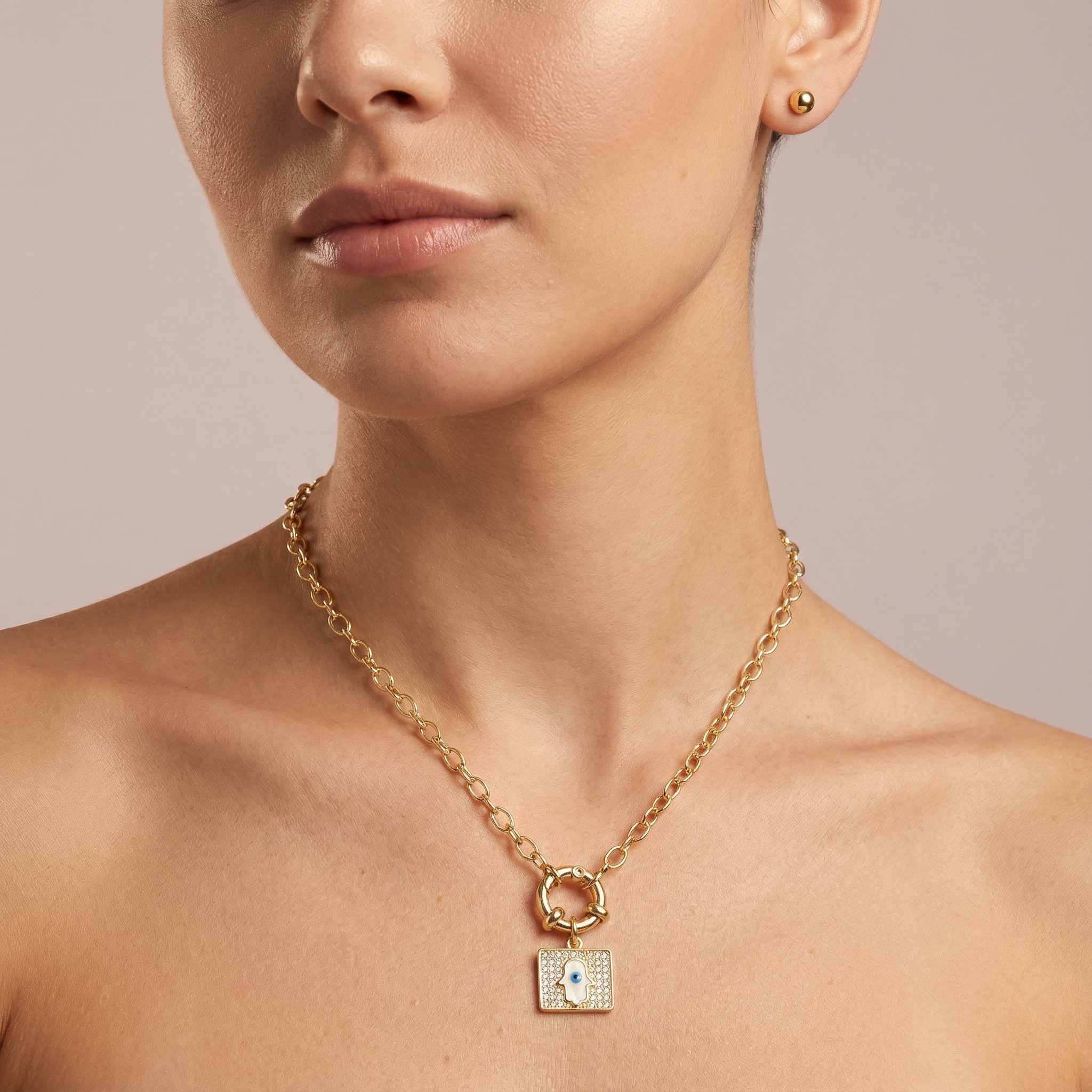 Set de Joyería de Goldfilled Mano de Fátima mod. 7061