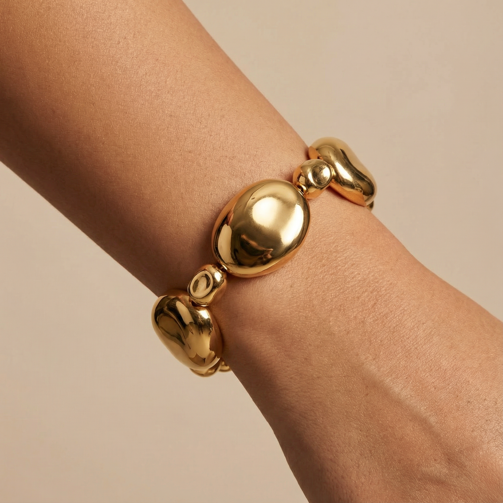 Paquete Pulsera Goldfilled 2pz Eslabón Inflado mod. 13043