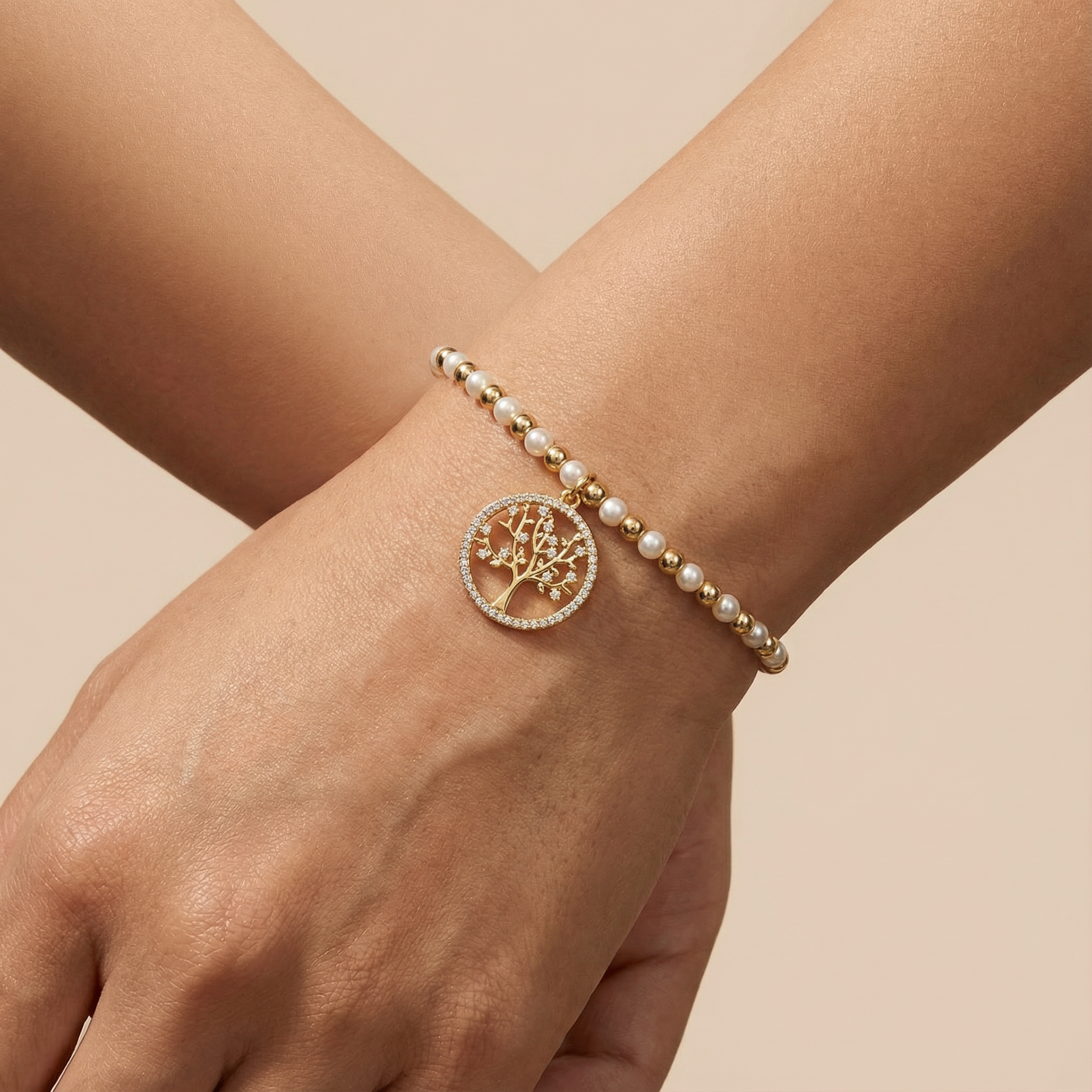 Paquete Pulsera Goldfilled 3pz Árbol de la Vida mod. 13041