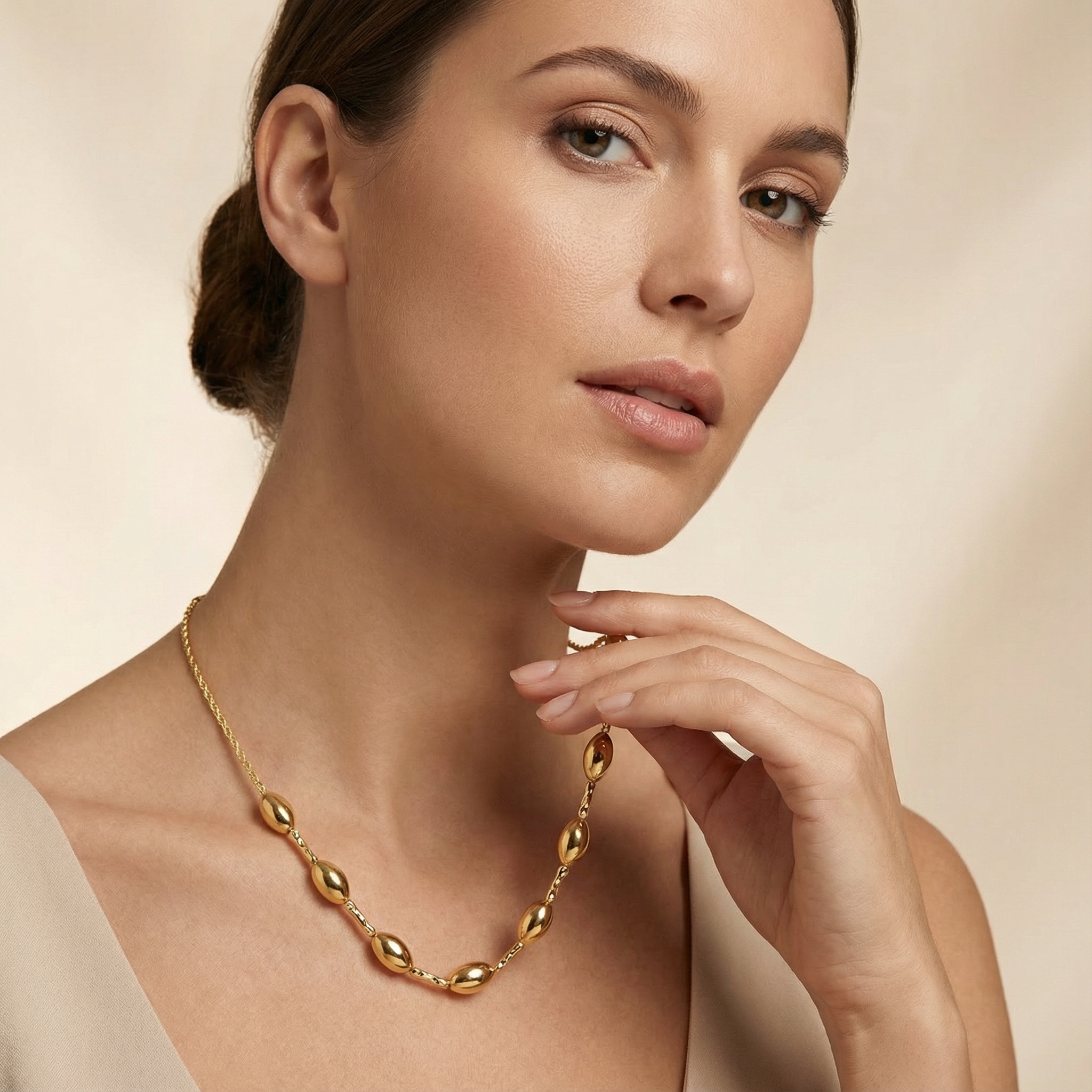 Paquete 2pz Collar de Goldfiled Óvalos y Separadores Texturizados mod. 16009