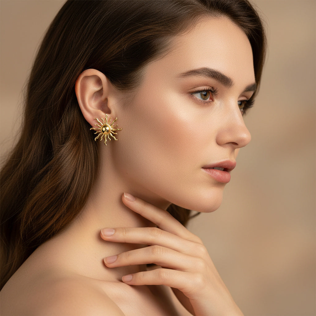 Paquete 3pz Arete de Goldfiled Sol Brillante mod. 15014