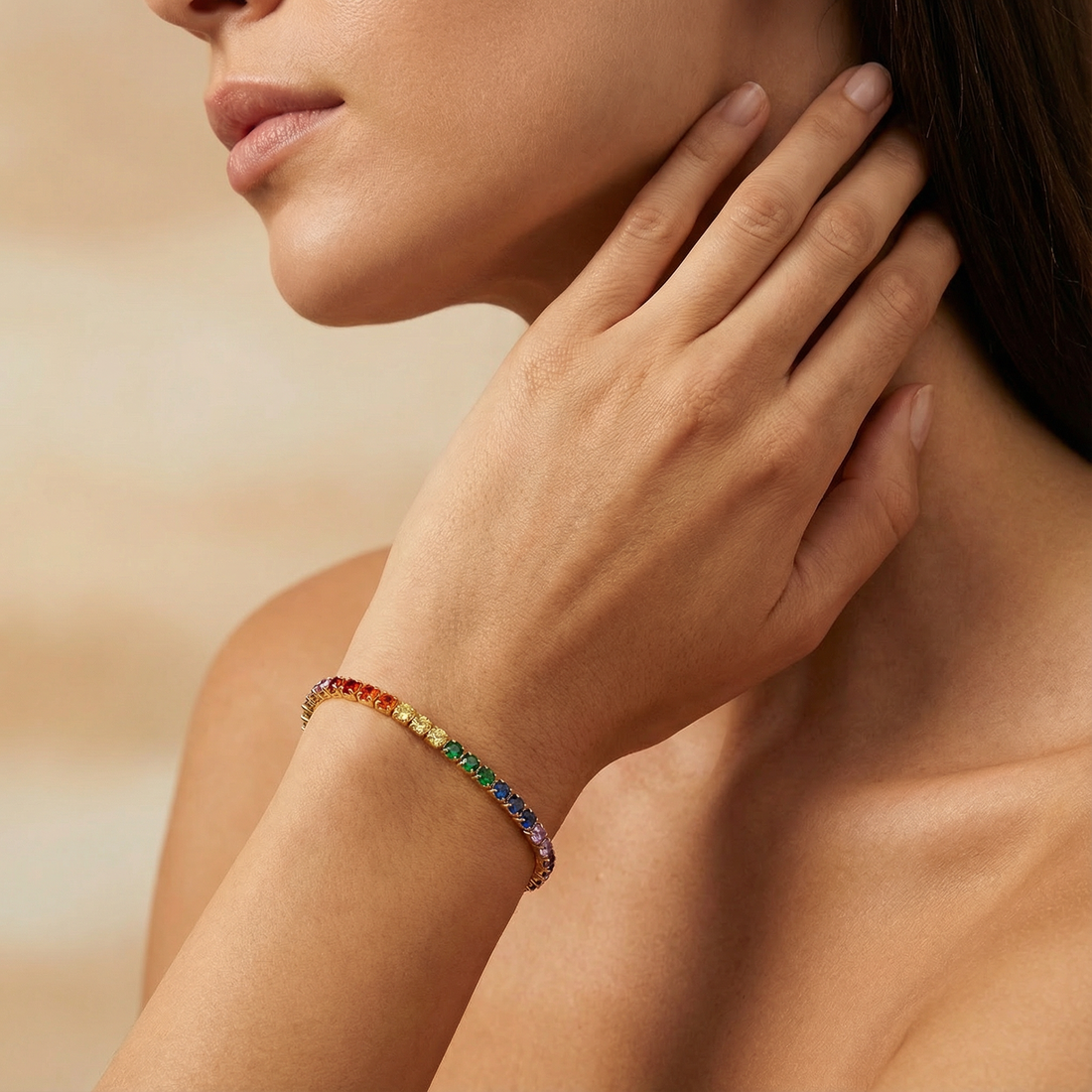 Paquete 3pz Pulseras Goldfilled con Zirconias de Colores mod. 13026