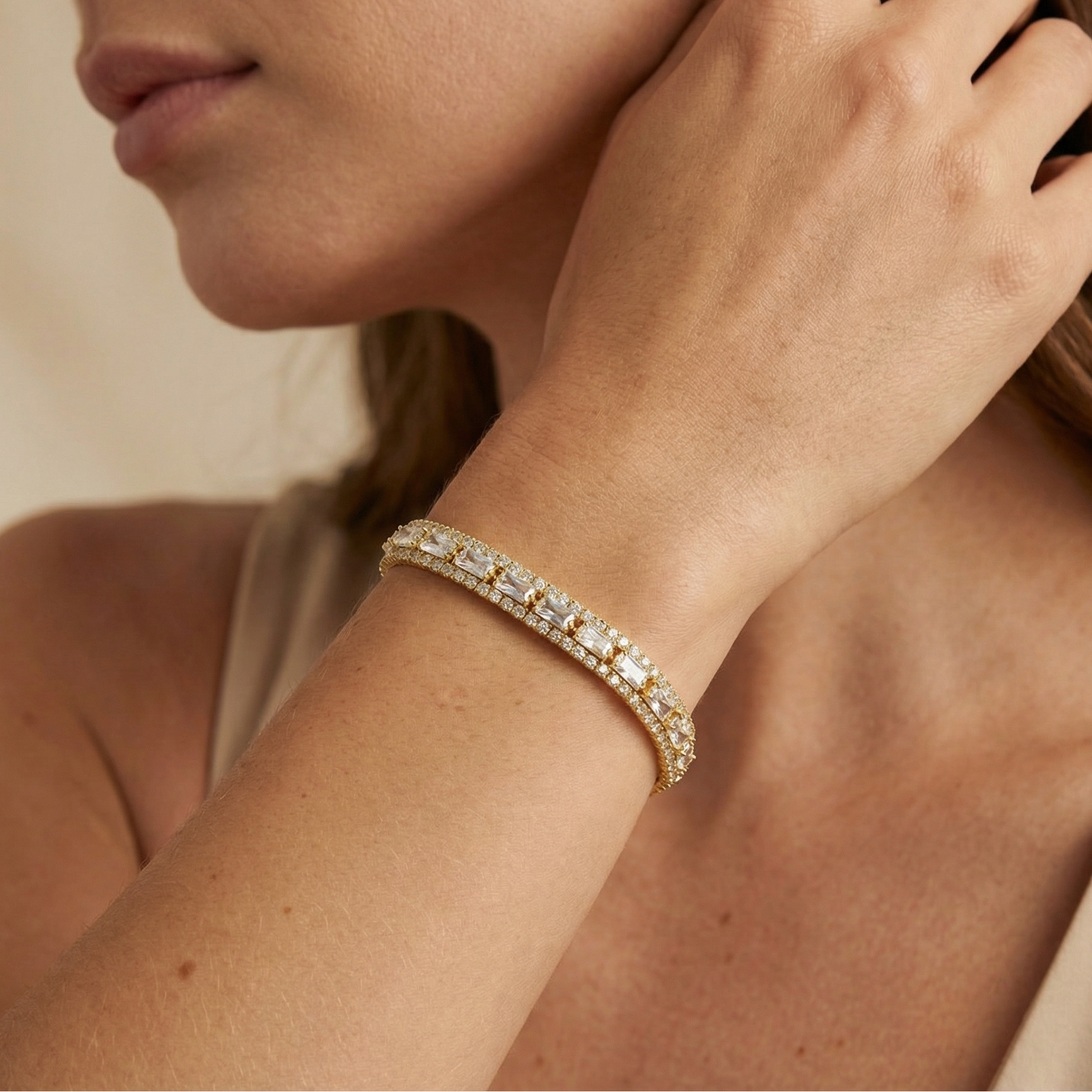 Paquete 3pz Pulseras Goldfilled con Zirconias Combinadas mod. 13020