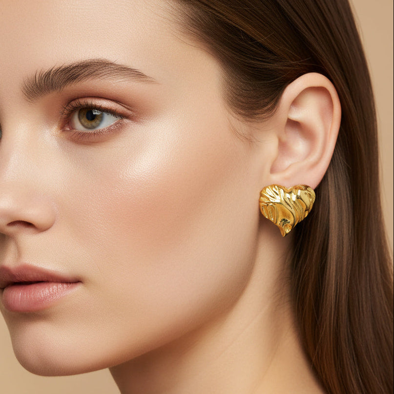 Paquete 3pz Arete de Goldfiled Corazón mod. 15008