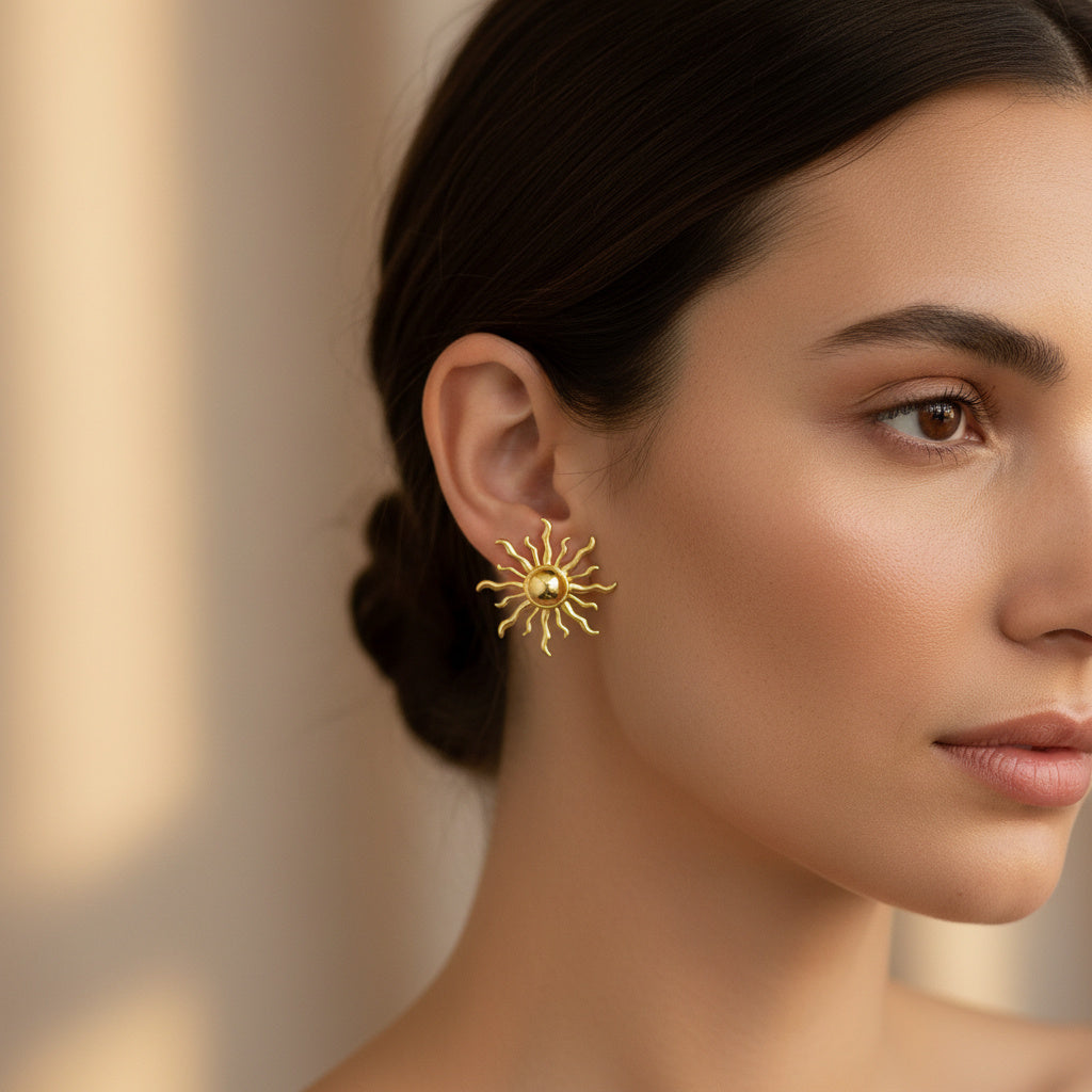 Paquete 3pz Arete de Goldfiled Sol Brillante mod. 15014