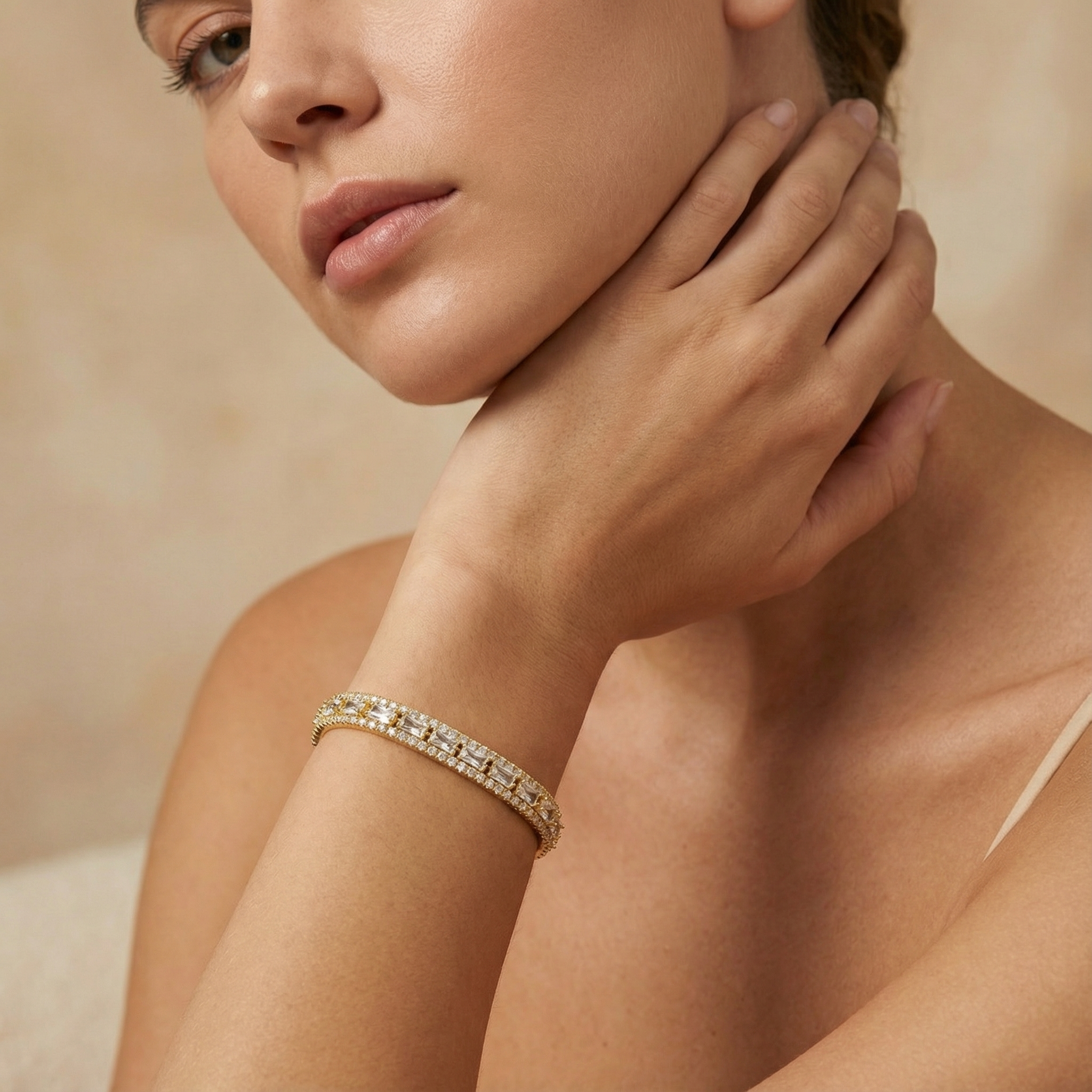 Paquete 3pz Pulseras Goldfilled con Zirconias Combinadas mod. 13020