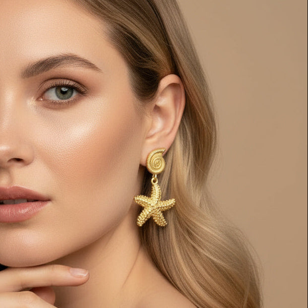 Paquete 3pz Arete de Goldfiled Estrella de Mar mod. 15012