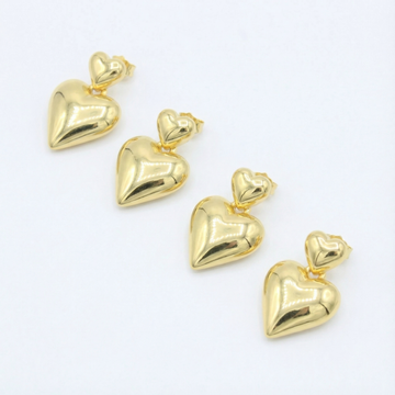 Paquete 2pz Arete de Goldfiled Corazón Colgante mod. 15009