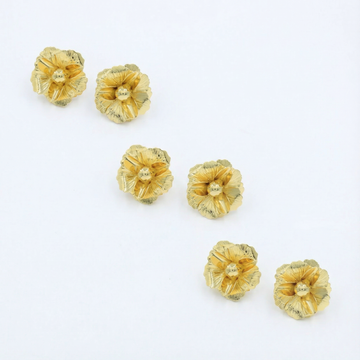 Paquete 3pz Arete de Goldfiled Flor con Pétalos mod. 15015