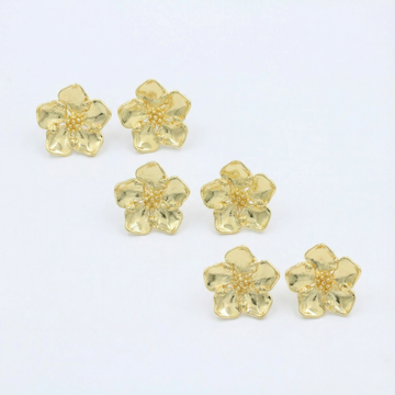 Paquete 3pz Arete de Goldfiled Flor Tropical mod. 15011