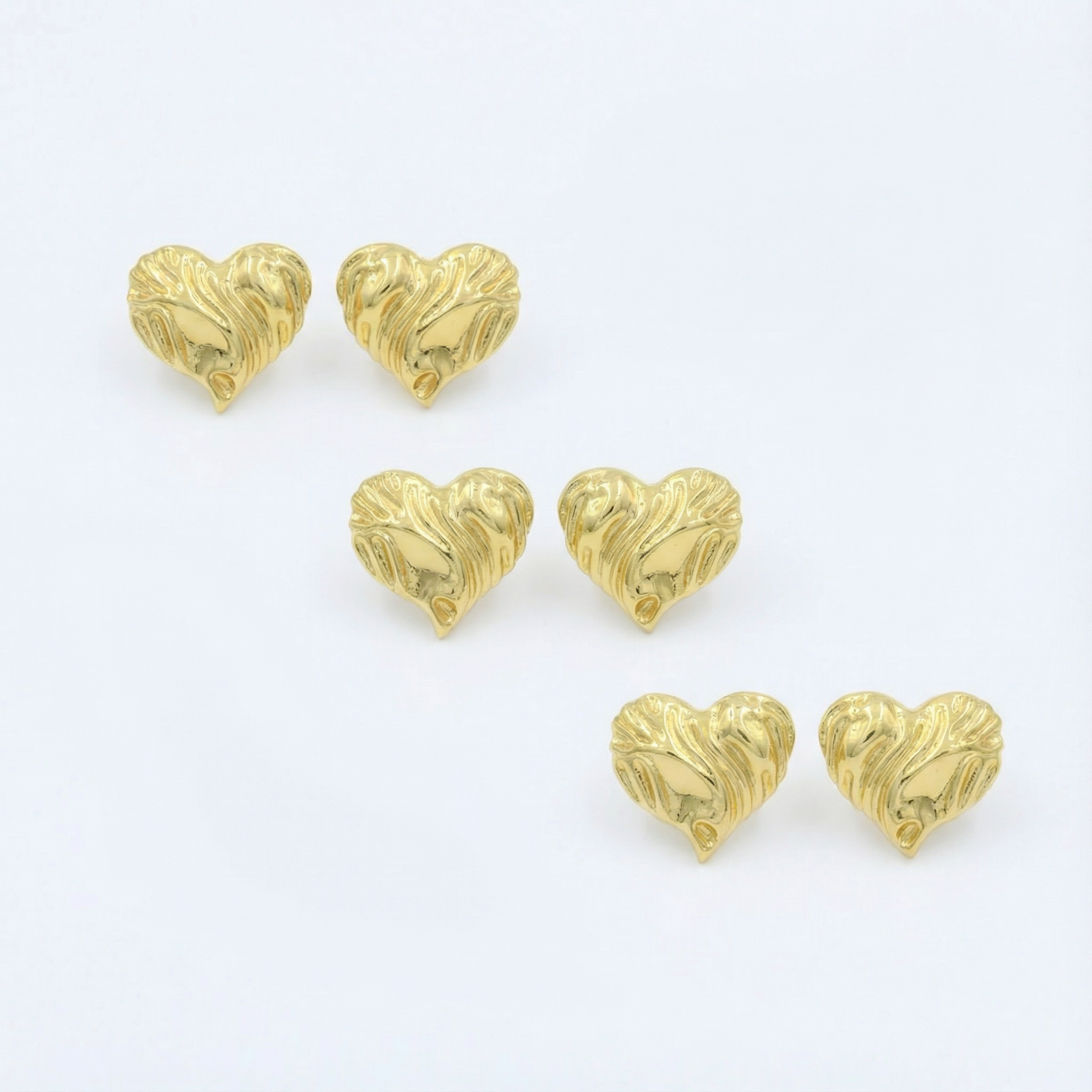 Paquete 3pz Arete de Goldfiled Corazón mod. 15008