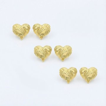 Paquete 3pz Arete de Goldfiled Corazón mod. 15008