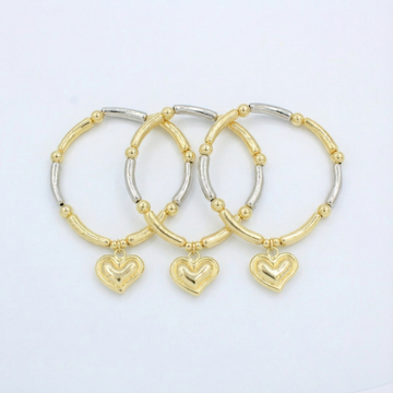Paquete Pulsera Goldfilled 3pz Colgante de Corazón mod. 13040