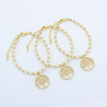 Paquete Pulsera Goldfilled 3pz Árbol de la Vida mod. 13041
