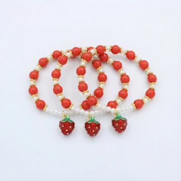 Paquete Pulsera Goldfilled 3pz con Fresa Colgante mod. 13032