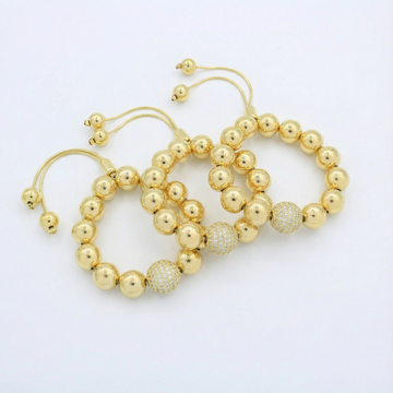 Paquete Pulsera Goldfilled 3pz Esferas Brillante mod. 13037