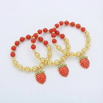 Paquete Pulsera Goldfilled 3pz con Fresa Colgante Brillante mod. 13034