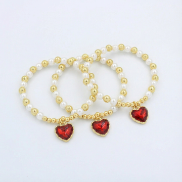 Paquete Pulsera Goldfilled 3pz con Corazón Colgante mod. 13033
