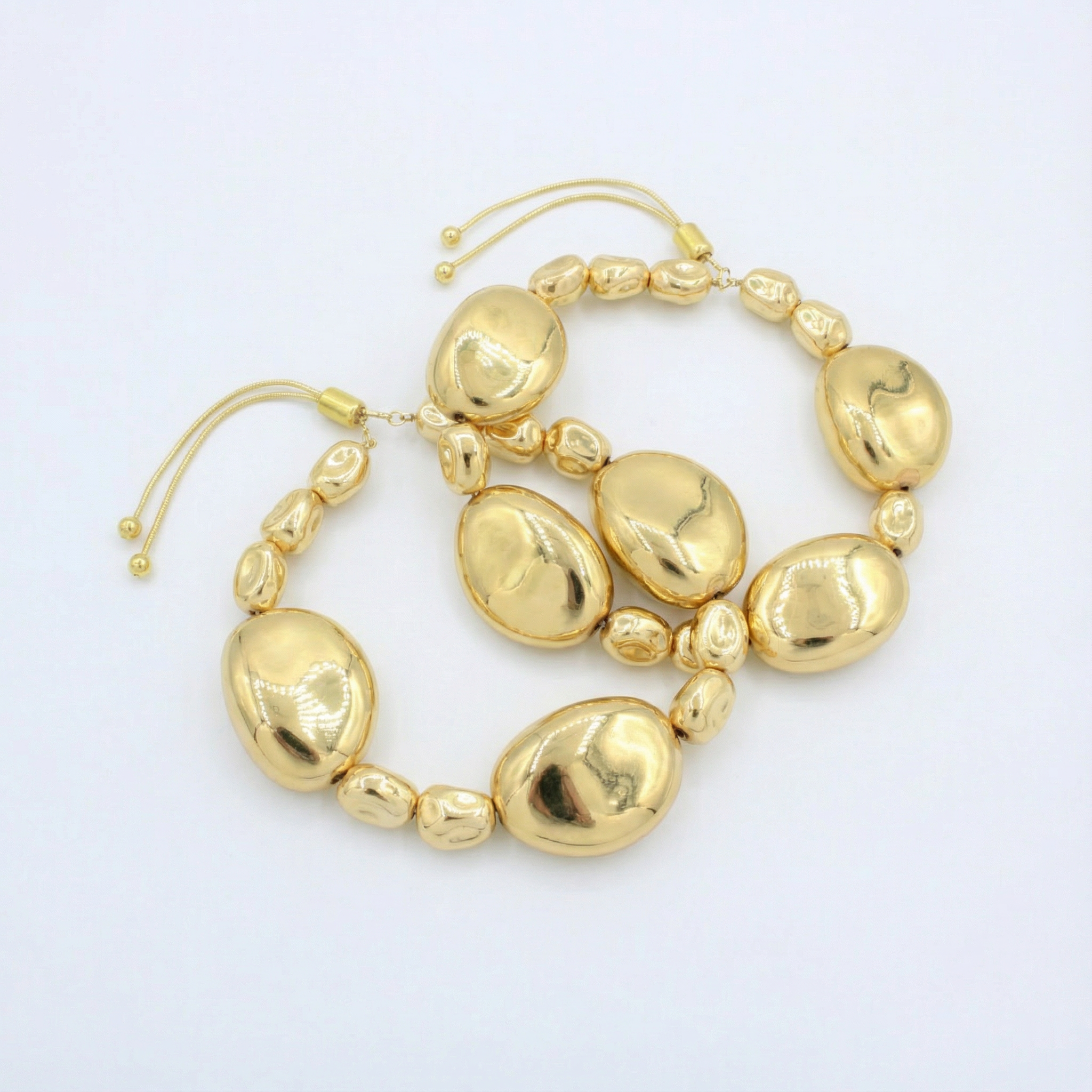 Paquete Pulsera Goldfilled 2pz Eslabón Inflado mod. 13043