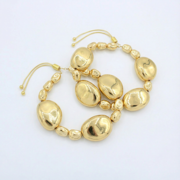 Paquete Pulsera Goldfilled 2pz Eslabón Inflado mod. 13043