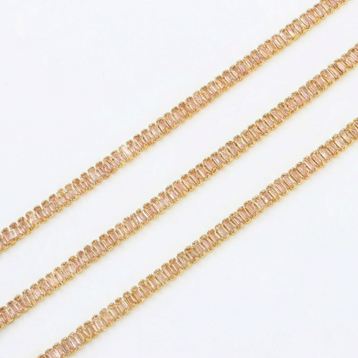 Paquete 3pz Pulsera Goldfilled con Zirconias Estilo Baguette mod. 13029