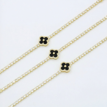 Paquete 3pz Pulsera Goldfilled Trébol Negro mod. 13031