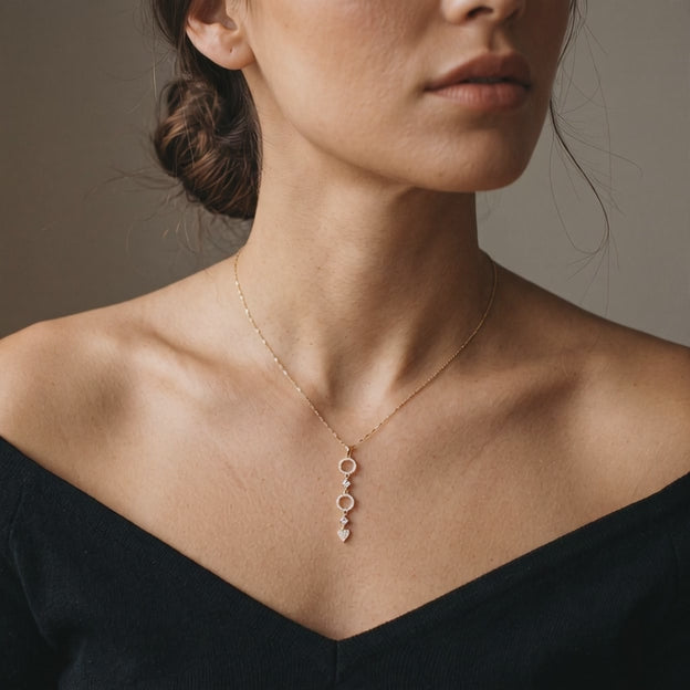 Gargantilla de Oro Laminado Doble Sol y Corazón Colgante con Zirconia mod.1571