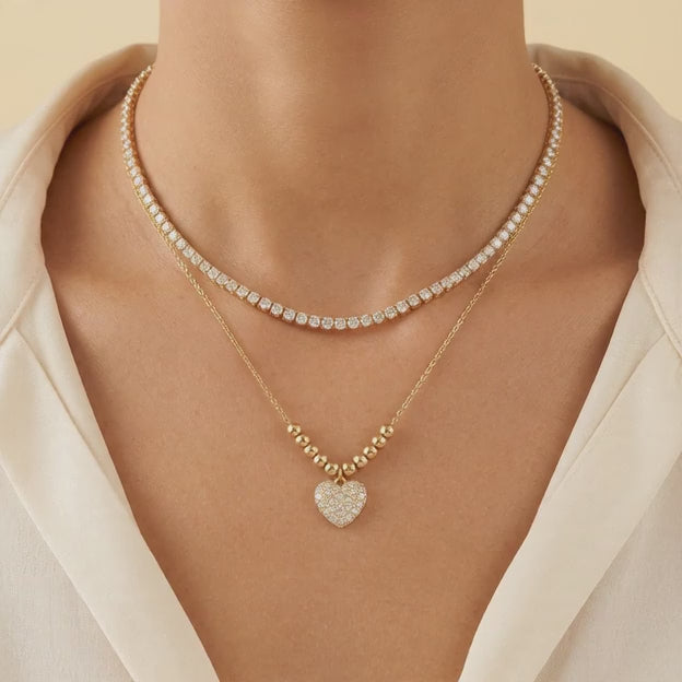 Gargantilla de Goldfilleld con zirconia y con Diseño de Corazon de Zirconia mod.1371