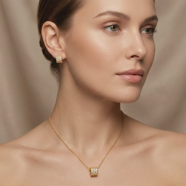 Set de Joyería 2x1 de Goldfilled 2pz Diseño Geométrico mod. 7095