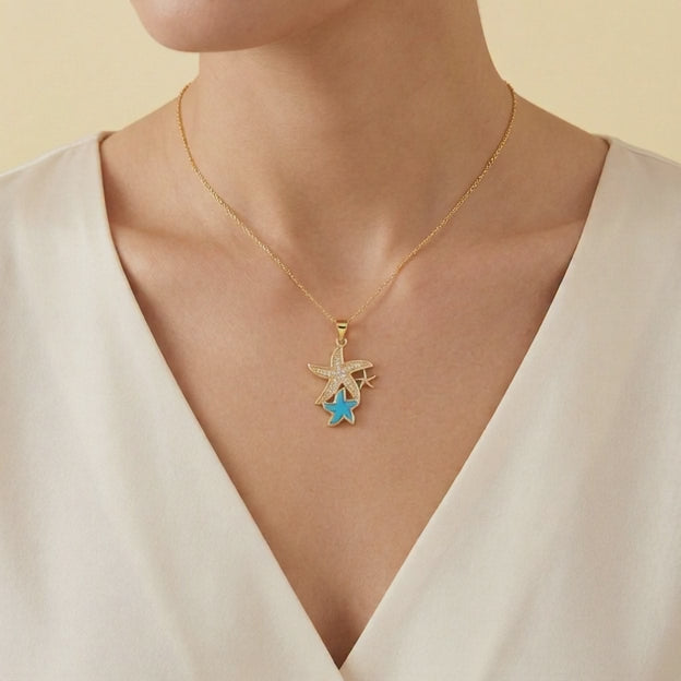 Dije de Goldfilled Estrellas de mar con Zirconia mod. 1323