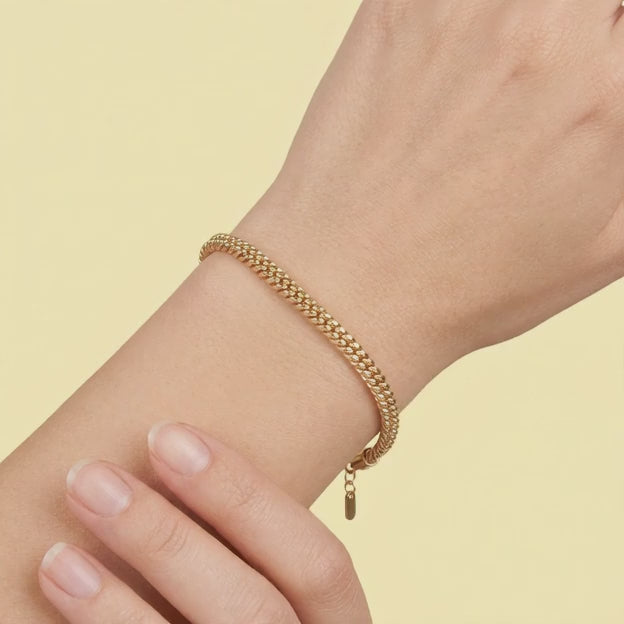 Pulsera Oro Laminado Barbado Cuadrado con Extensión mod. 1418