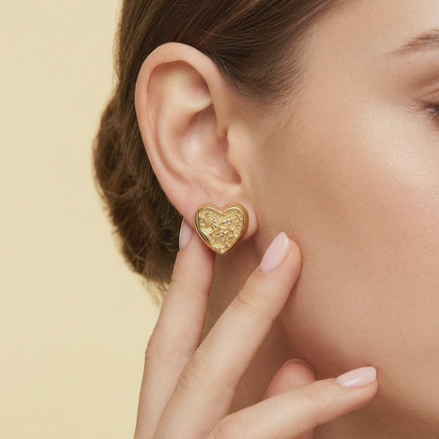 Arete de Goldfilled con Diseño de Corazón Mediano y Delgado mod. 1223