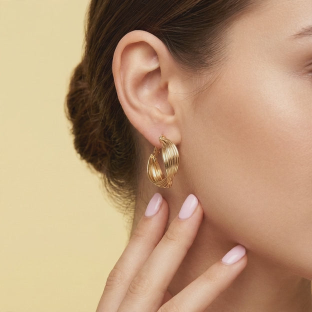 Arracada de Goldfilled con Diseño Torzal con Rayas mod. 1233