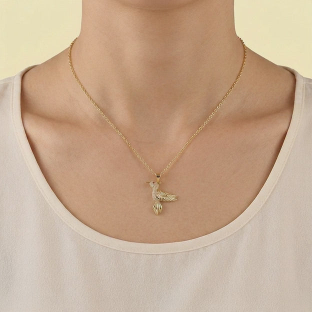 Dije de Goldfilled con Diseño de Colibri Pequeño con Zirconia mod.1327