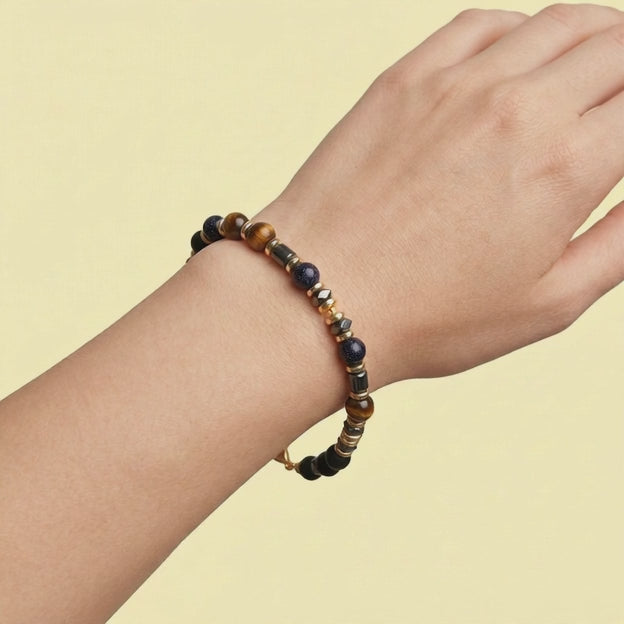 Pulsera de Oro Laminado Color Ambar y Morado mod. 1396