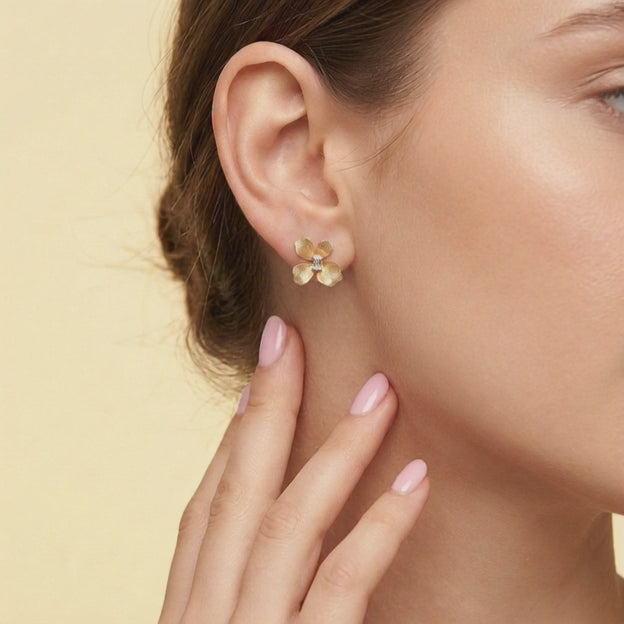 Arete de Goldfilled de Flor con Zirconia mod. 1138