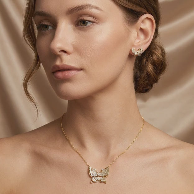 Set de Joyería de Goldfilled Diseño de Mariposa mod. 7113