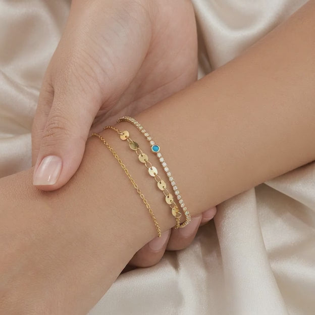 Pulsera de Goldfilled Brillante con Detalle Azul mod. 1138