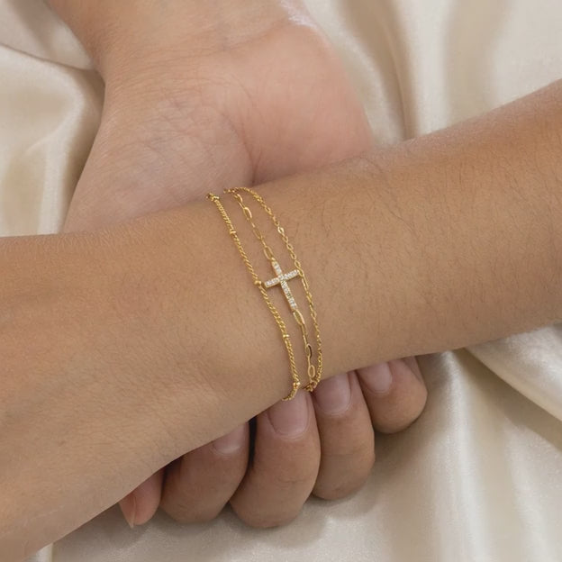 Pulsera de Goldfilled Cruz Brillante mod. 1140