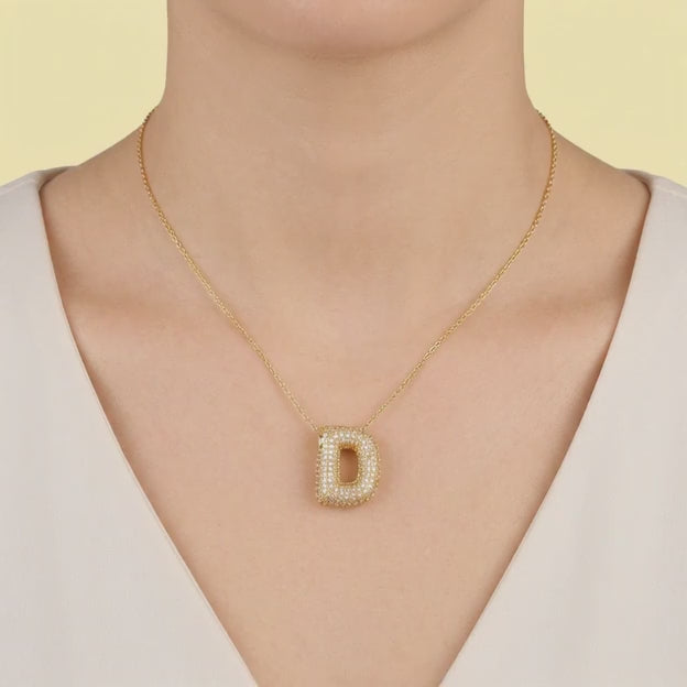 Dije de Goldfilled con Inicial  de Letra D y ZIrconia mod. 1285