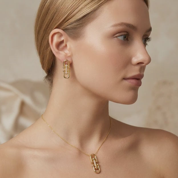 Set de Joyería 2x1 de Goldfilled 2pz Diseño Clip mod. 7094