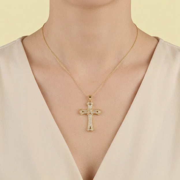 Dije de Goldfilled con Diseño de Cruz Trensado y Zirconia mod.1277